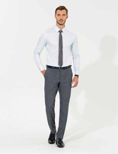 Açık Mavi Slim Fit Uzun Kollu Klasik Gömlek