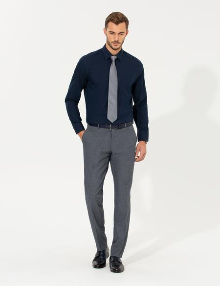 Lacivert Regular Fit Uzun Kollu Klasik Gömlek - 50255293016