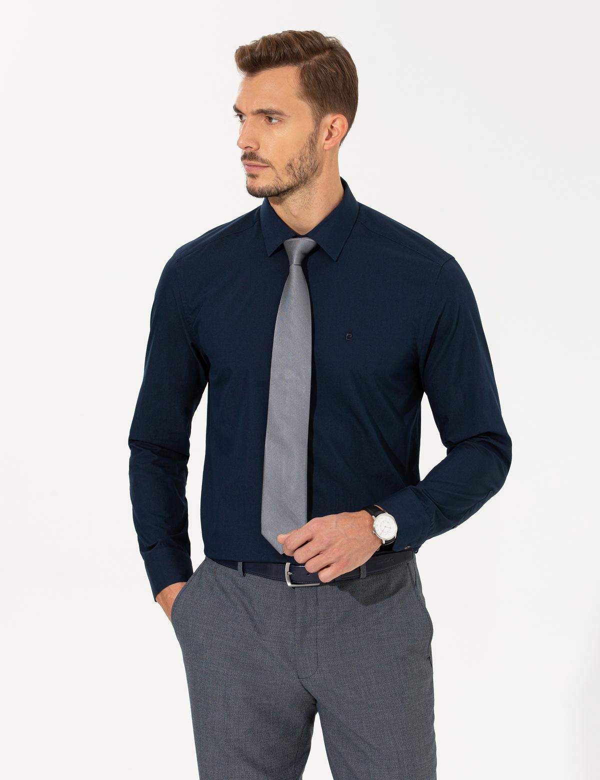 Lacivert Regular Fit Uzun Kollu Klasik Gömlek