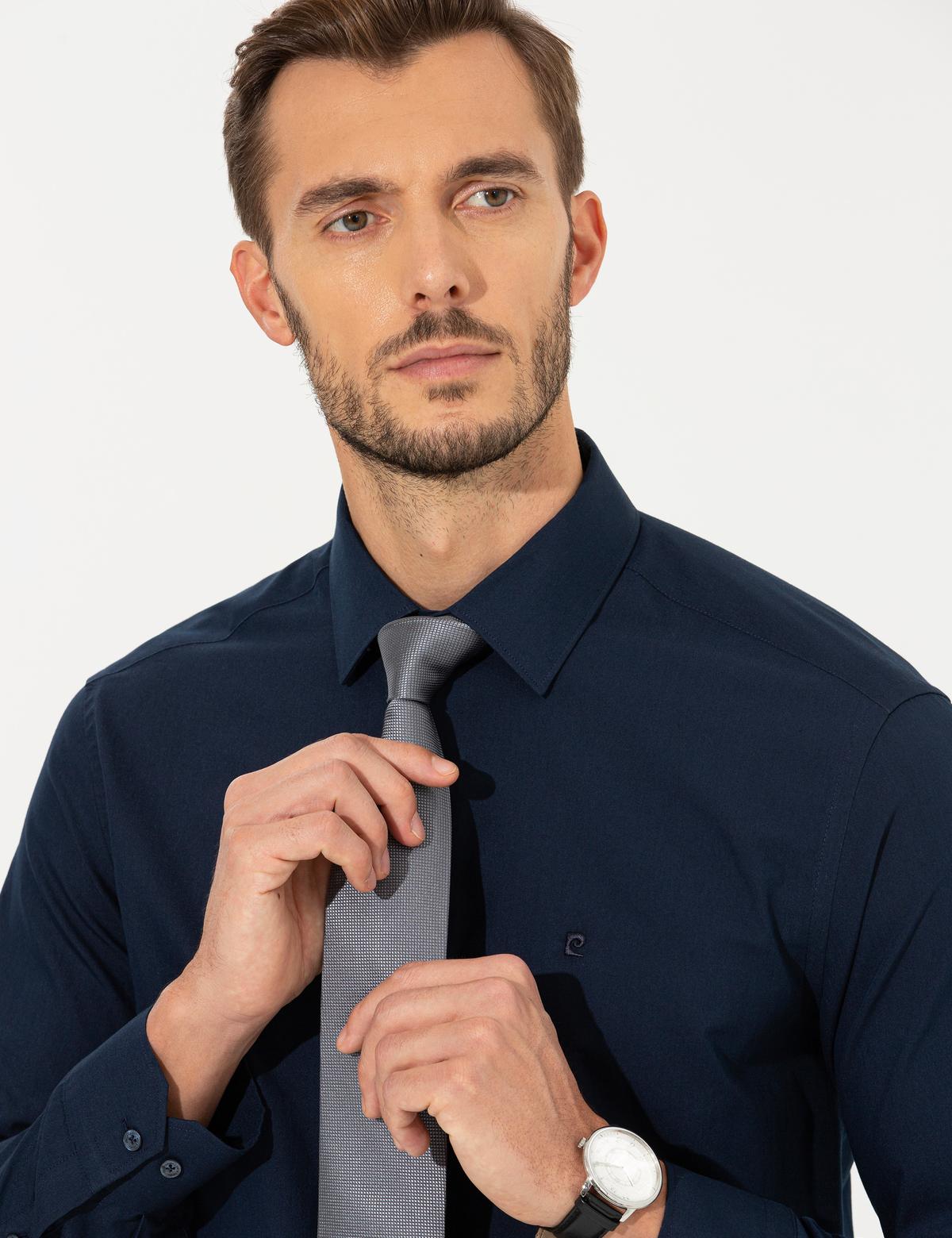 Lacivert Regular Fit Uzun Kollu Klasik Gömlek - 50255293016