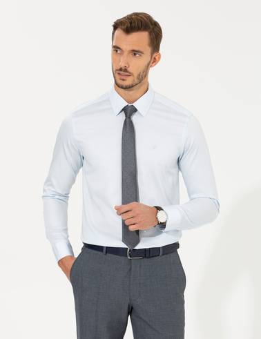 Açık Mavi Slim Fit Uzun Kollu Klasik Gömlek