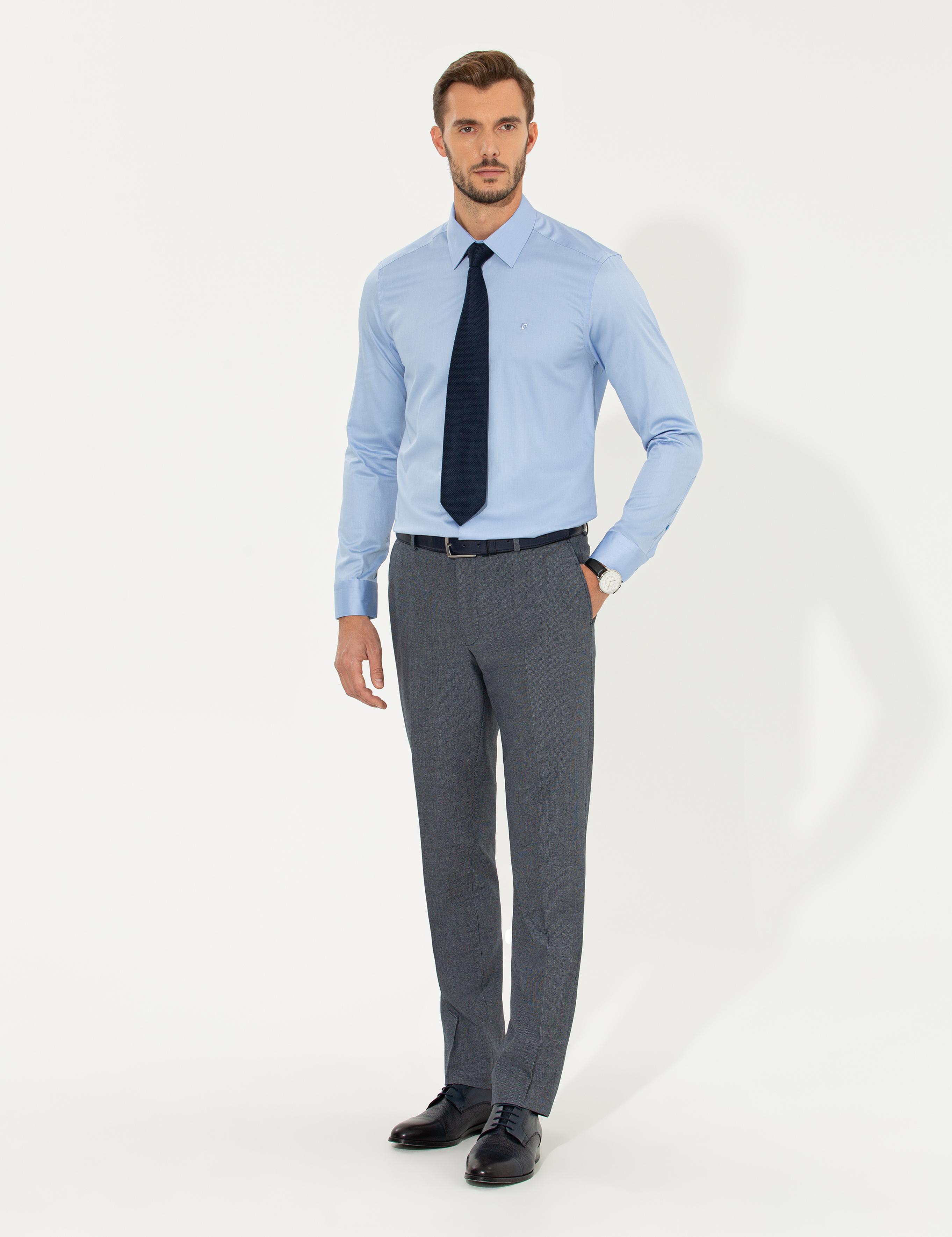 Koyu Mavi Slim Fit Uzun Kollu Klasik Gömlek