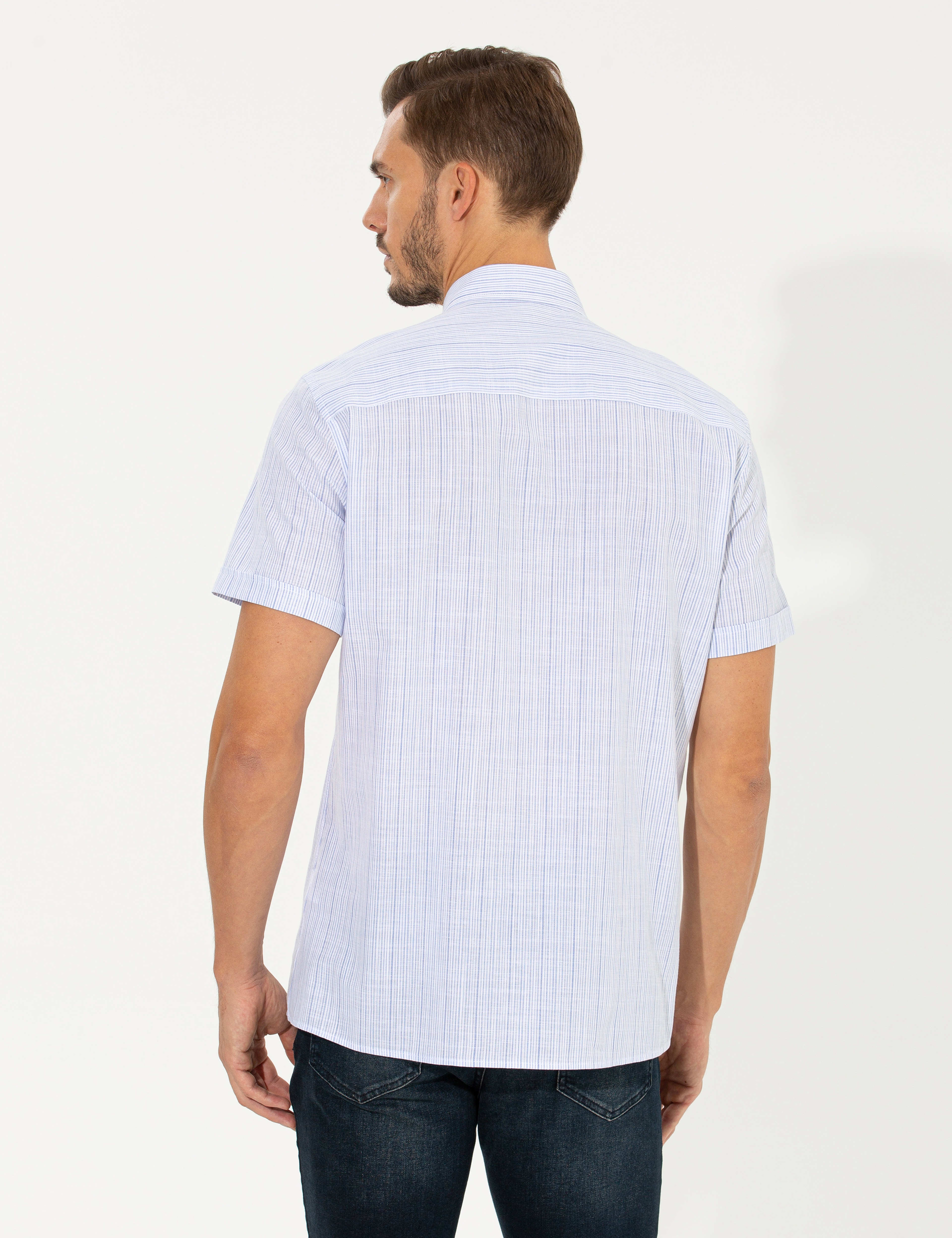 Mavi Regular Fit Kısa Kollu Gömlek - Image 5