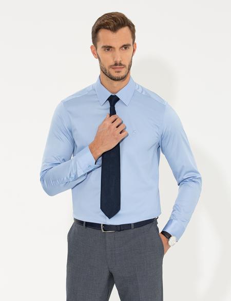 Koyu Mavi Slim Fit Uzun Kollu Klasik Gömlek - 50256437042