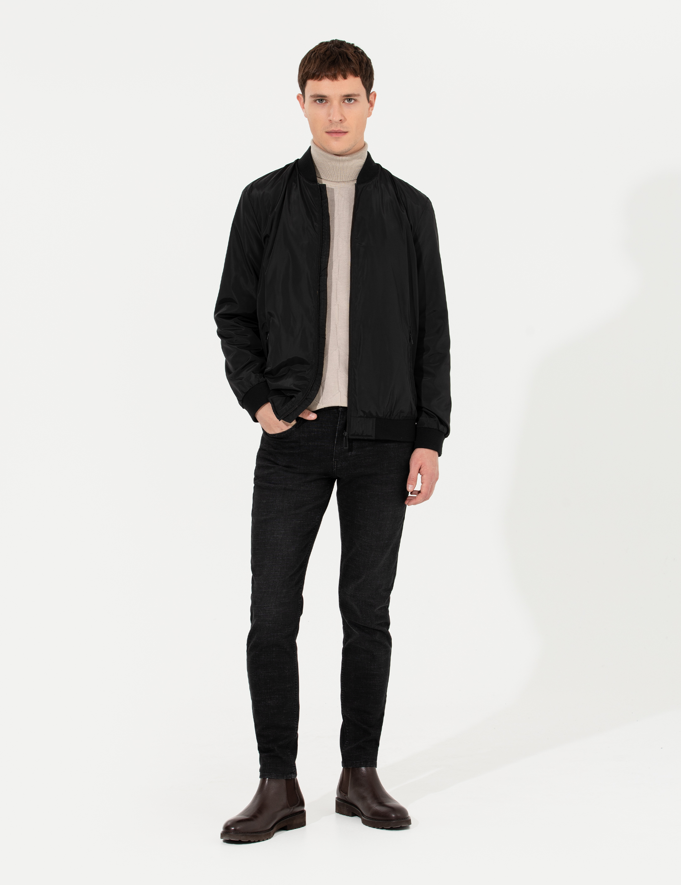 Pierre Cardin Siyah Mevsimlik Mont görsel 3