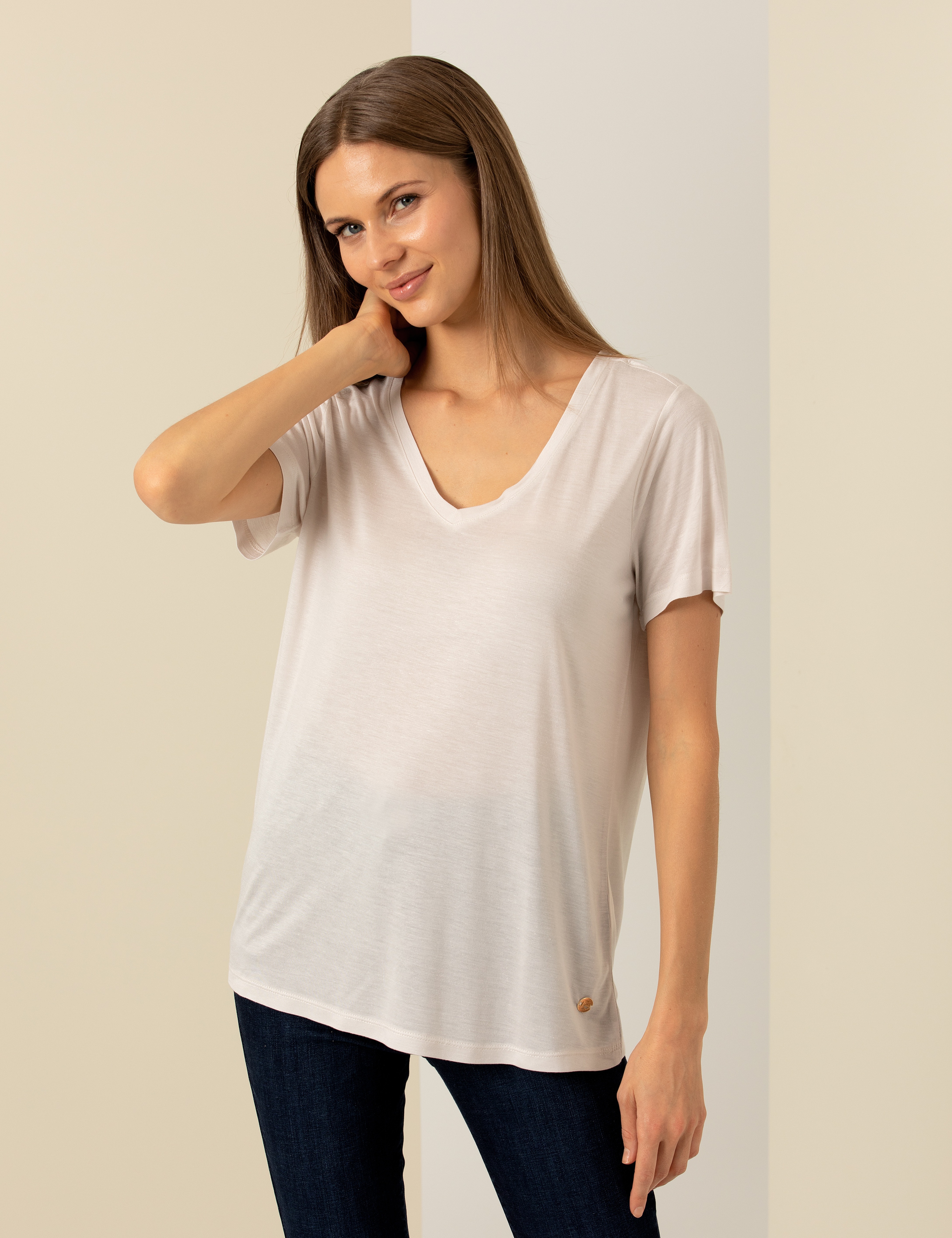 Ekru Regular Fit Tişört - Image 1