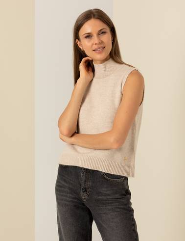 Krem Melanj Slim Fit Balıkçı Yaka Süveter