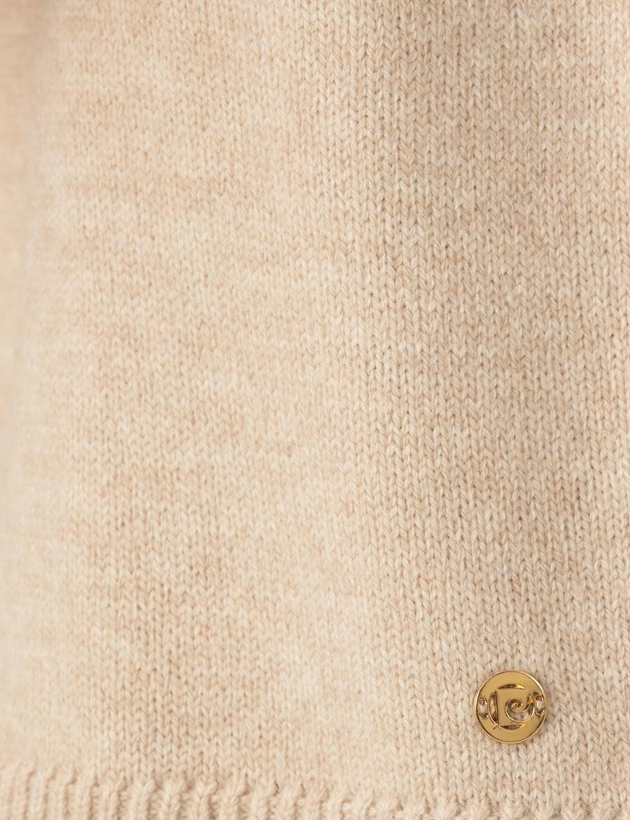 Krem Melanj Slim Fit Balıkçı Yaka Süveter