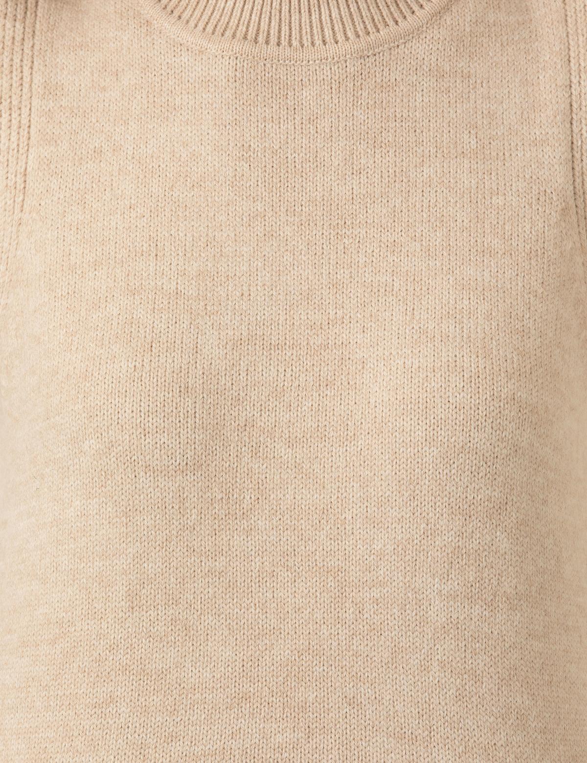 Krem Melanj Slim Fit Balıkçı Yaka Süveter - 50259953018