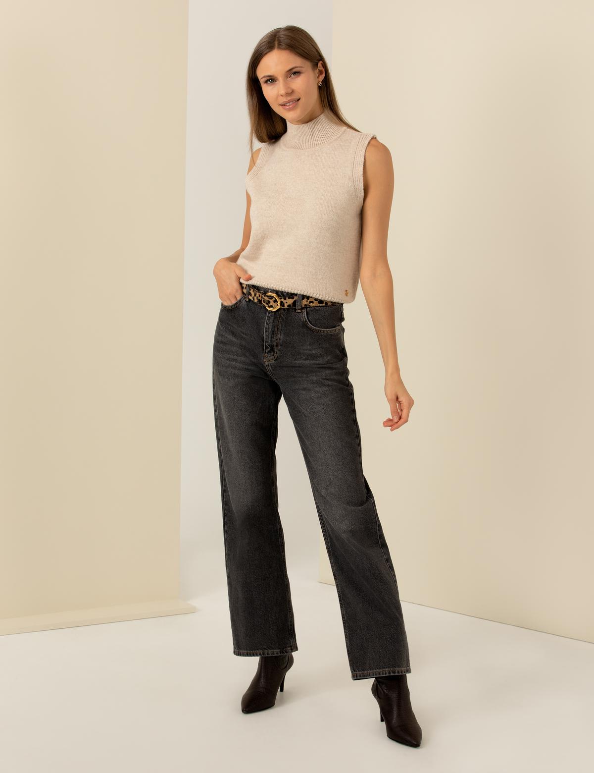 Krem Melanj Slim Fit Balıkçı Yaka Süveter - 50259953018