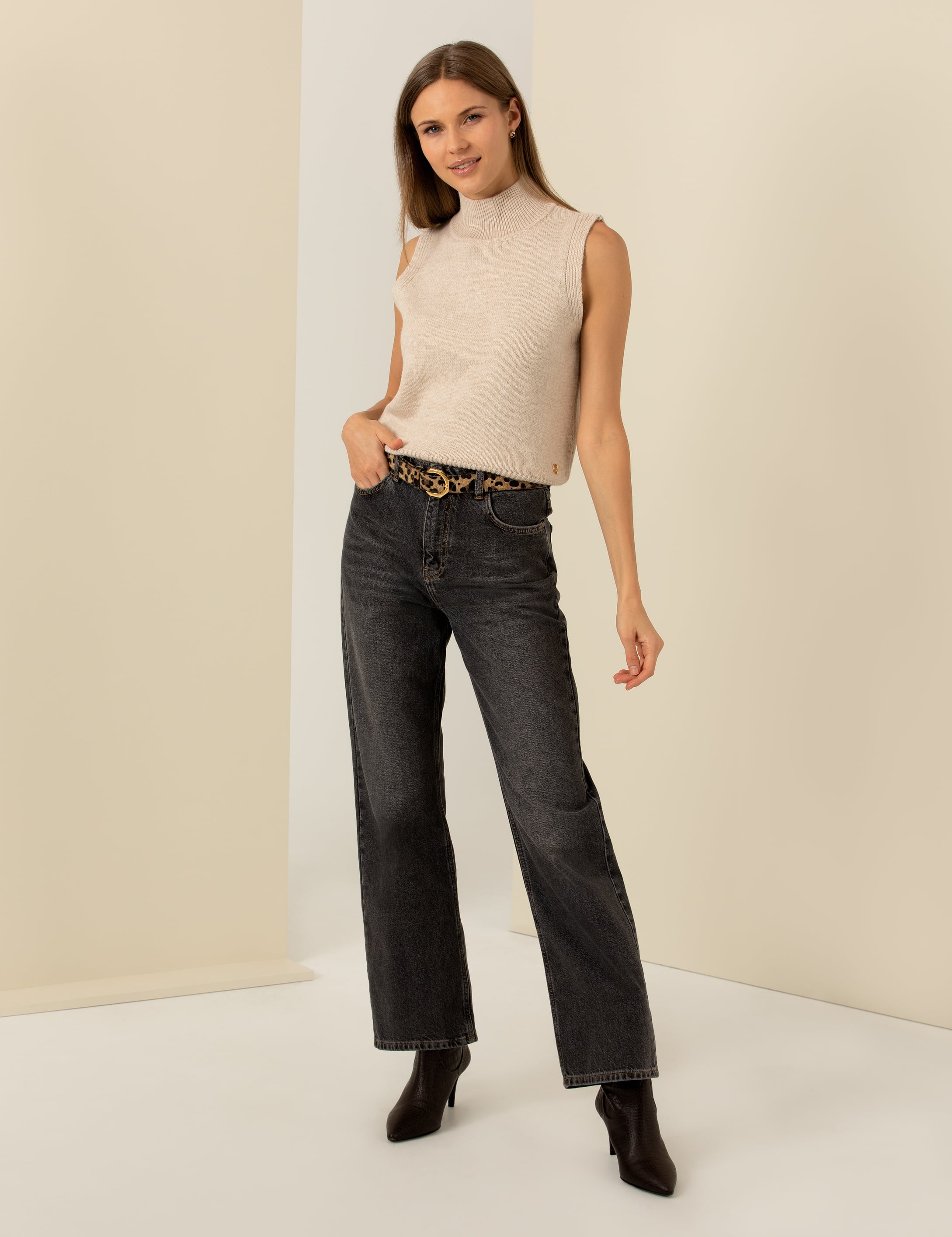 Krem Melanj Slim Fit Balıkçı Yaka Süveter