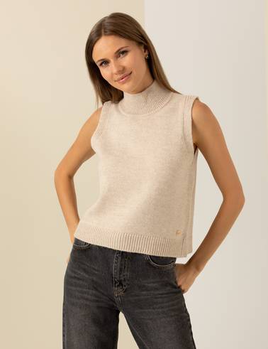 Krem Melanj Slim Fit Balıkçı Yaka Süveter