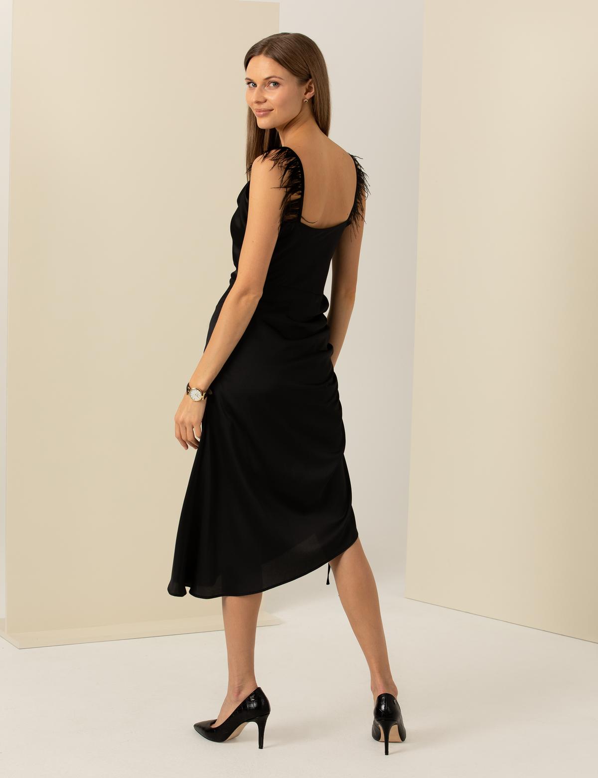 Siyah Saten Elbise - 50260099031