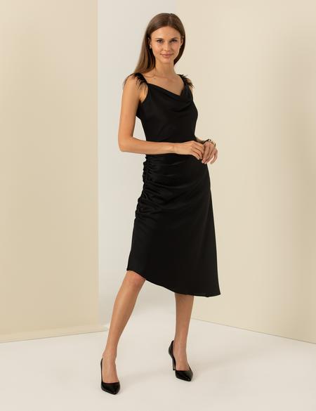 Siyah Saten Elbise - 50260099031