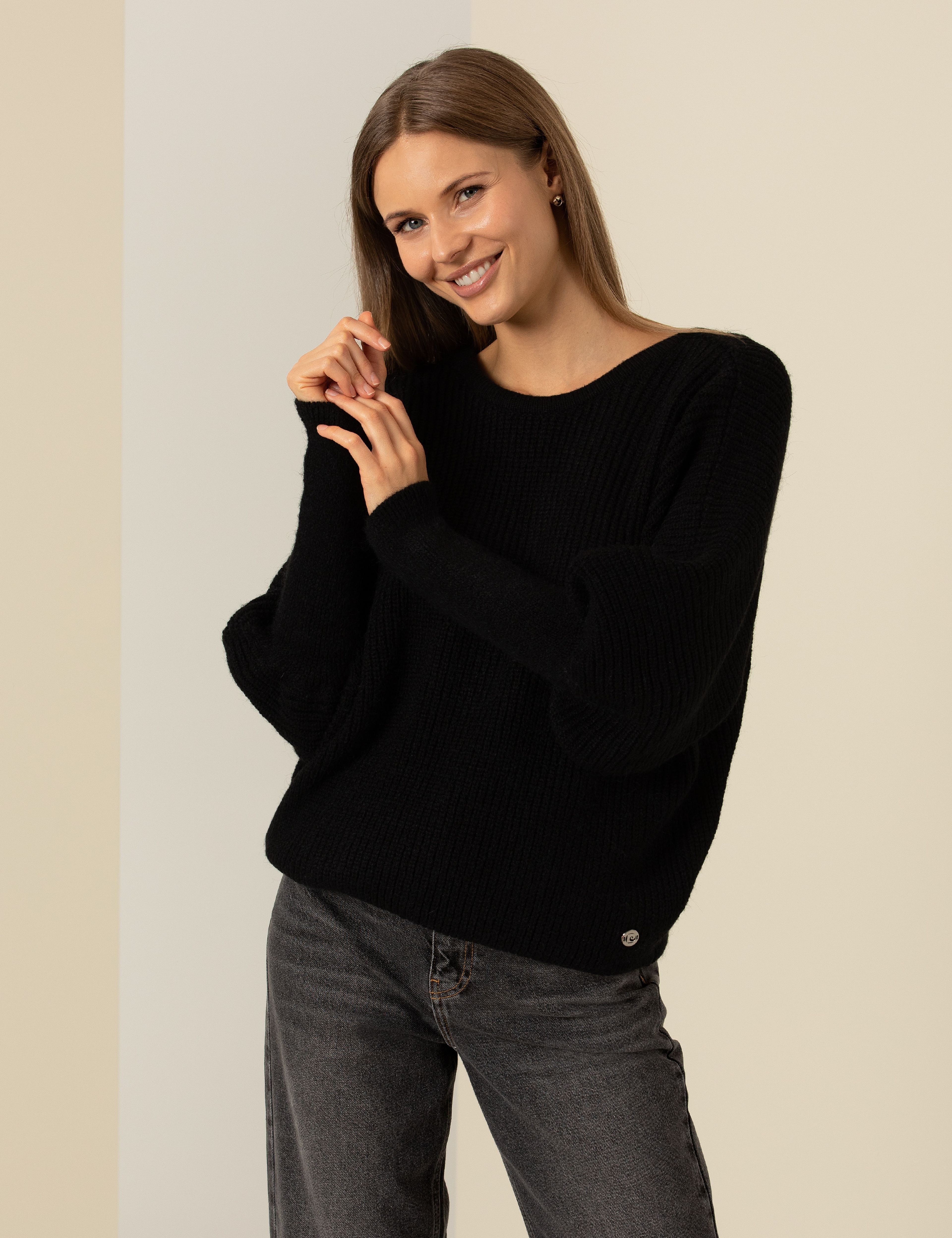 Siyah Comfort Fit Kazak - Image 2