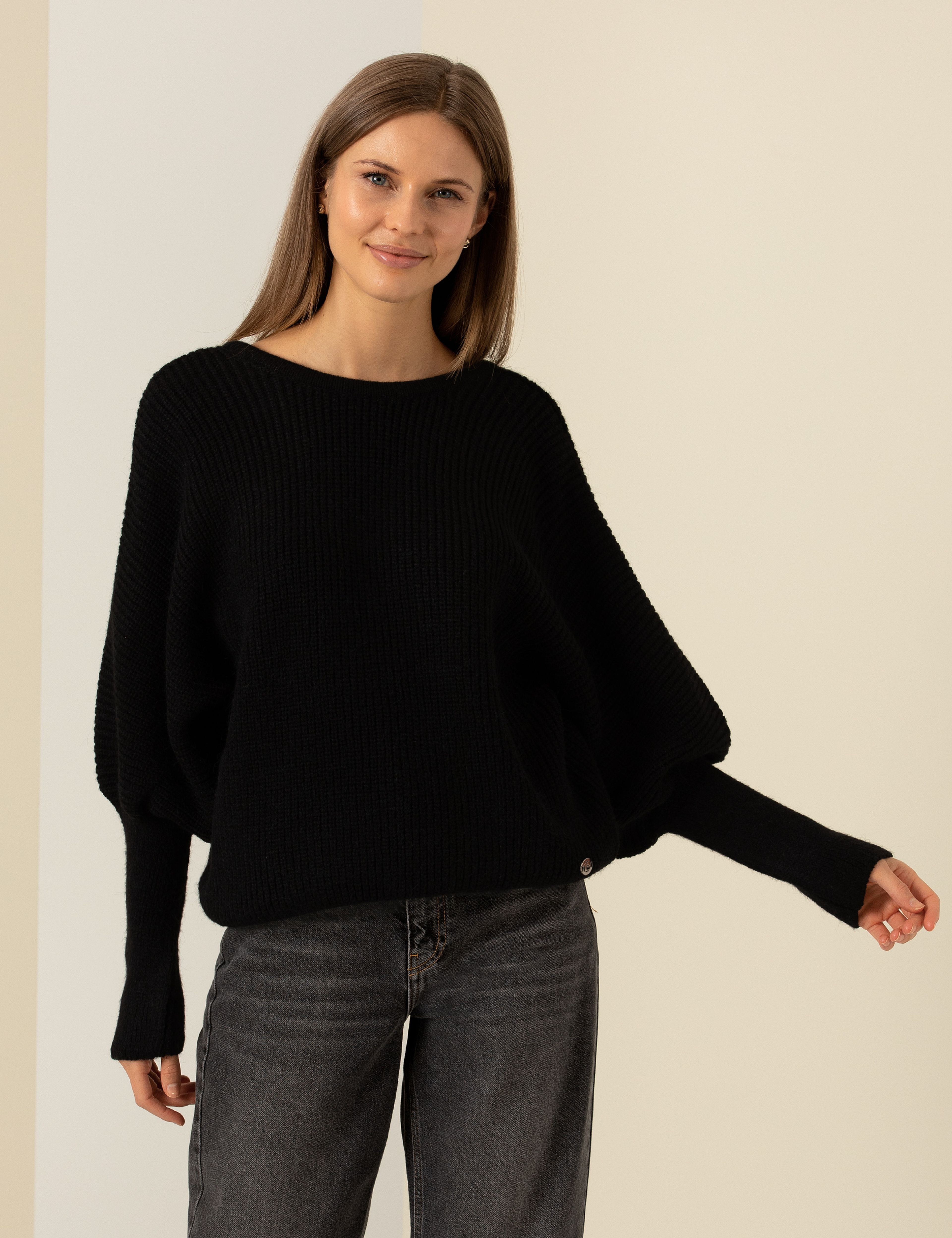 Siyah Comfort Fit Kazak - Image 4