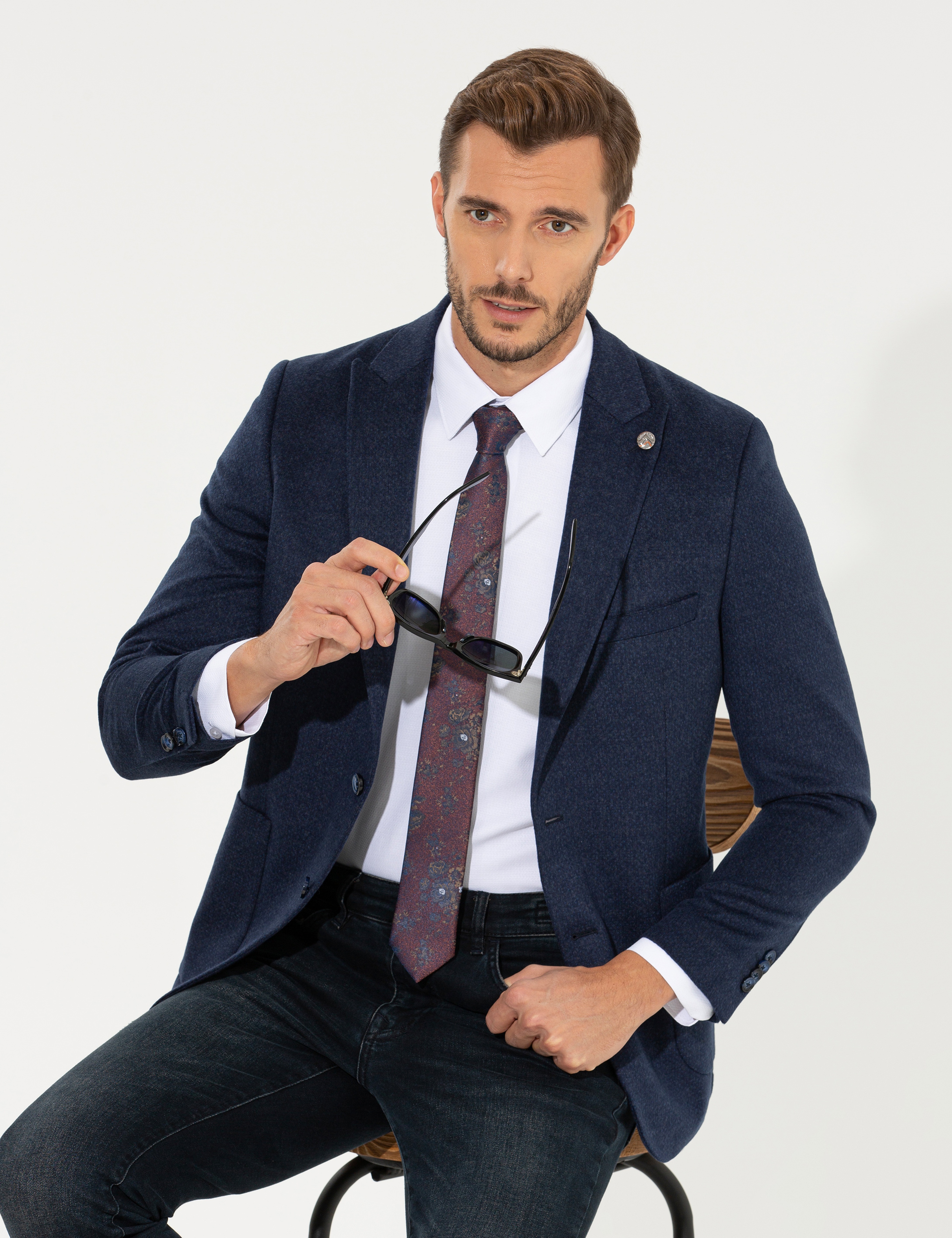 Lacivert Ekstra Slim Fit Ceket - Image 3