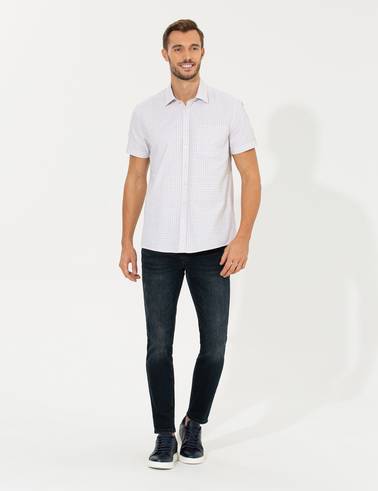 Bej Regular Fit Kısa Kollu Gömlek
