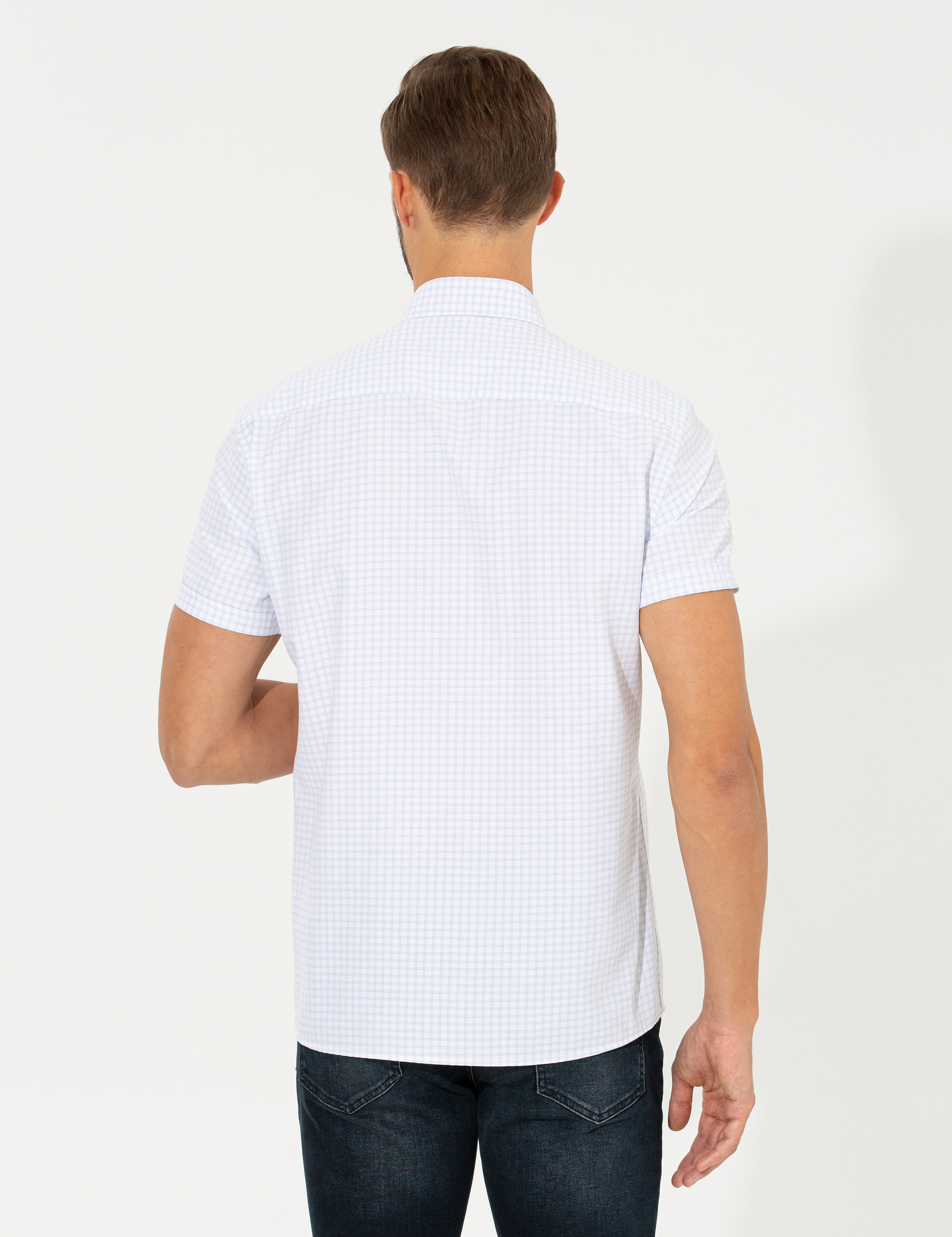Açık Mavi Regular Fit Kısa Kollu Gömlek - Image 5