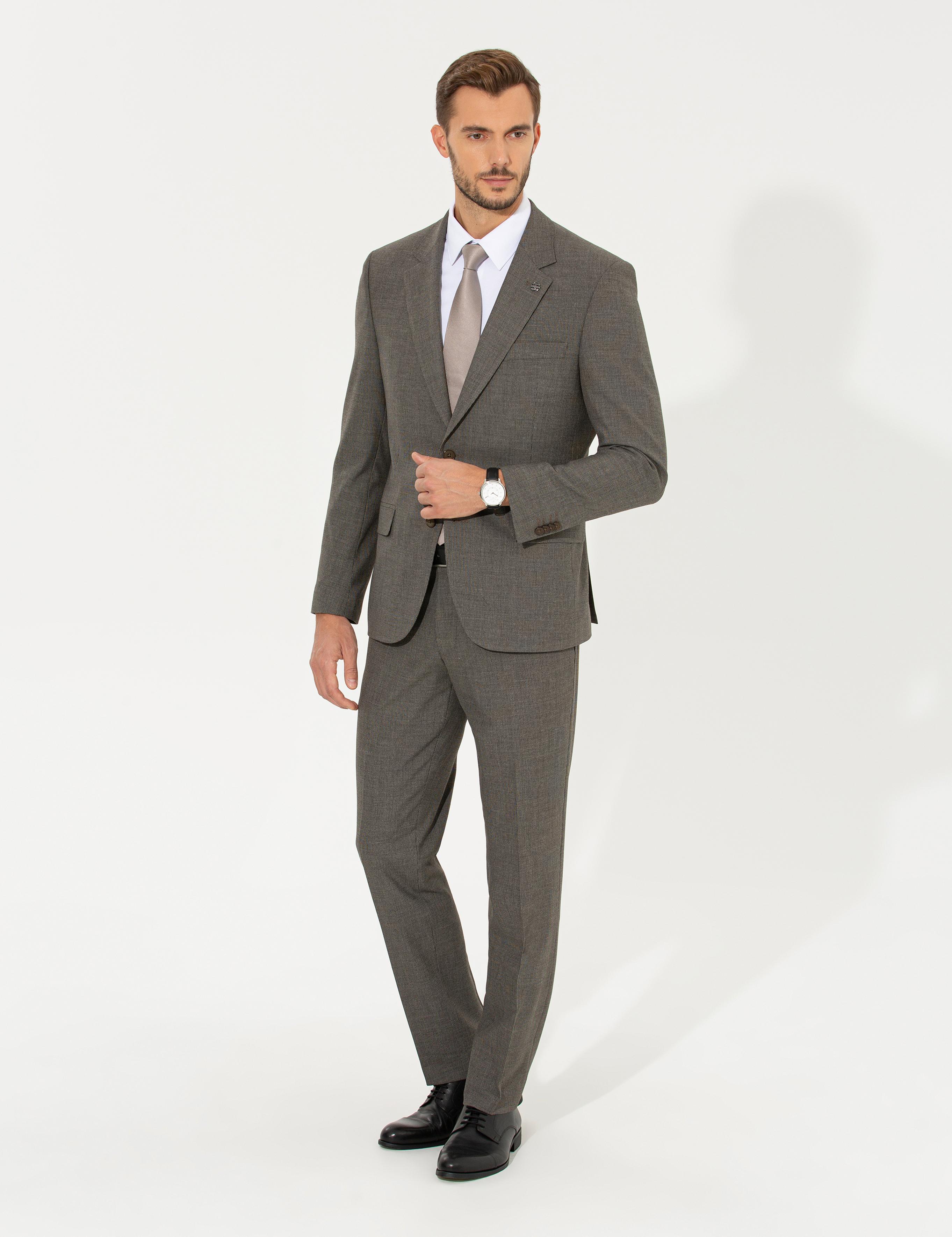 Kahverengi Slim Fit Takım Elbise