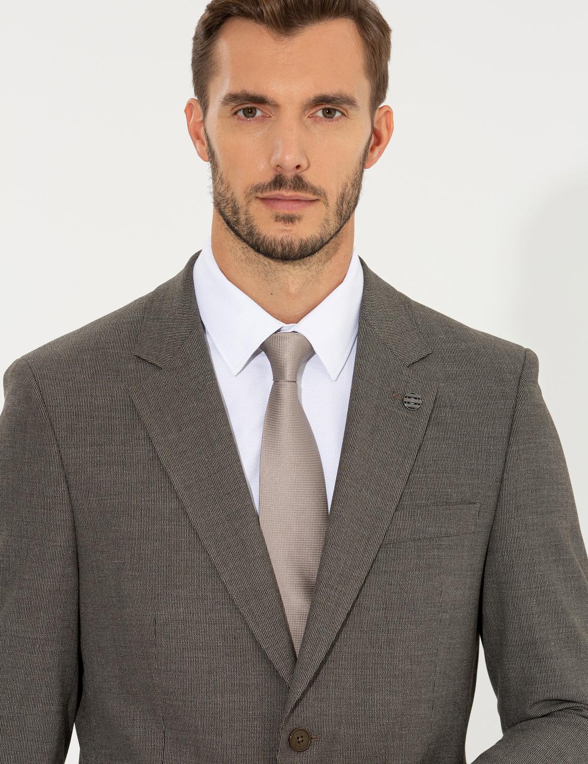 Kahverengi Slim Fit Takım Elbise - 50267030047