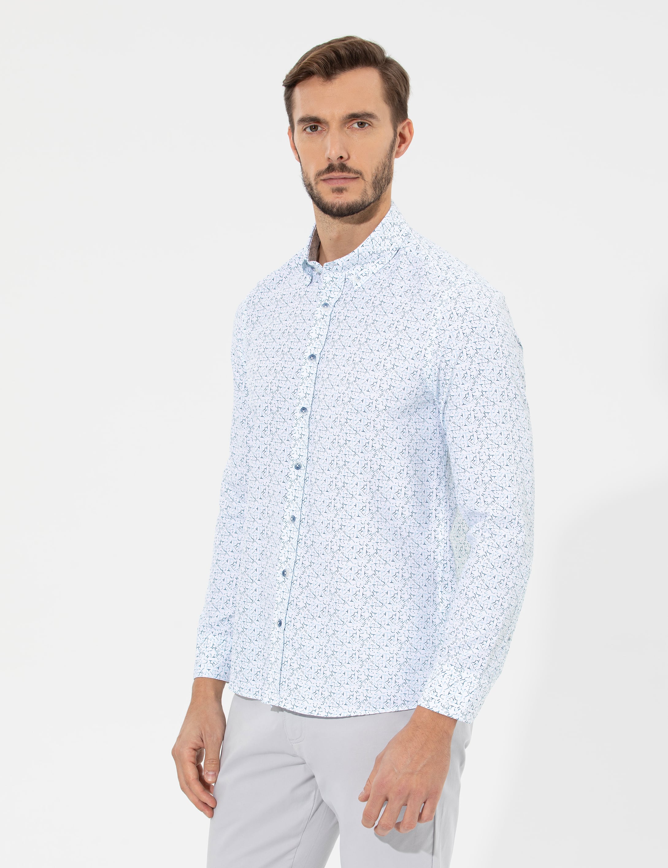 Pierre Cardin Lacivert Slim Fit Uzun Kollu Gömlek görsel 3