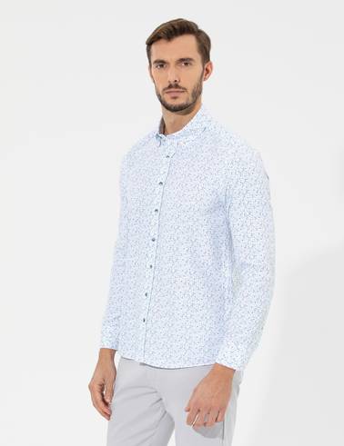 Lacivert Slim Fit Uzun Kollu Gömlek