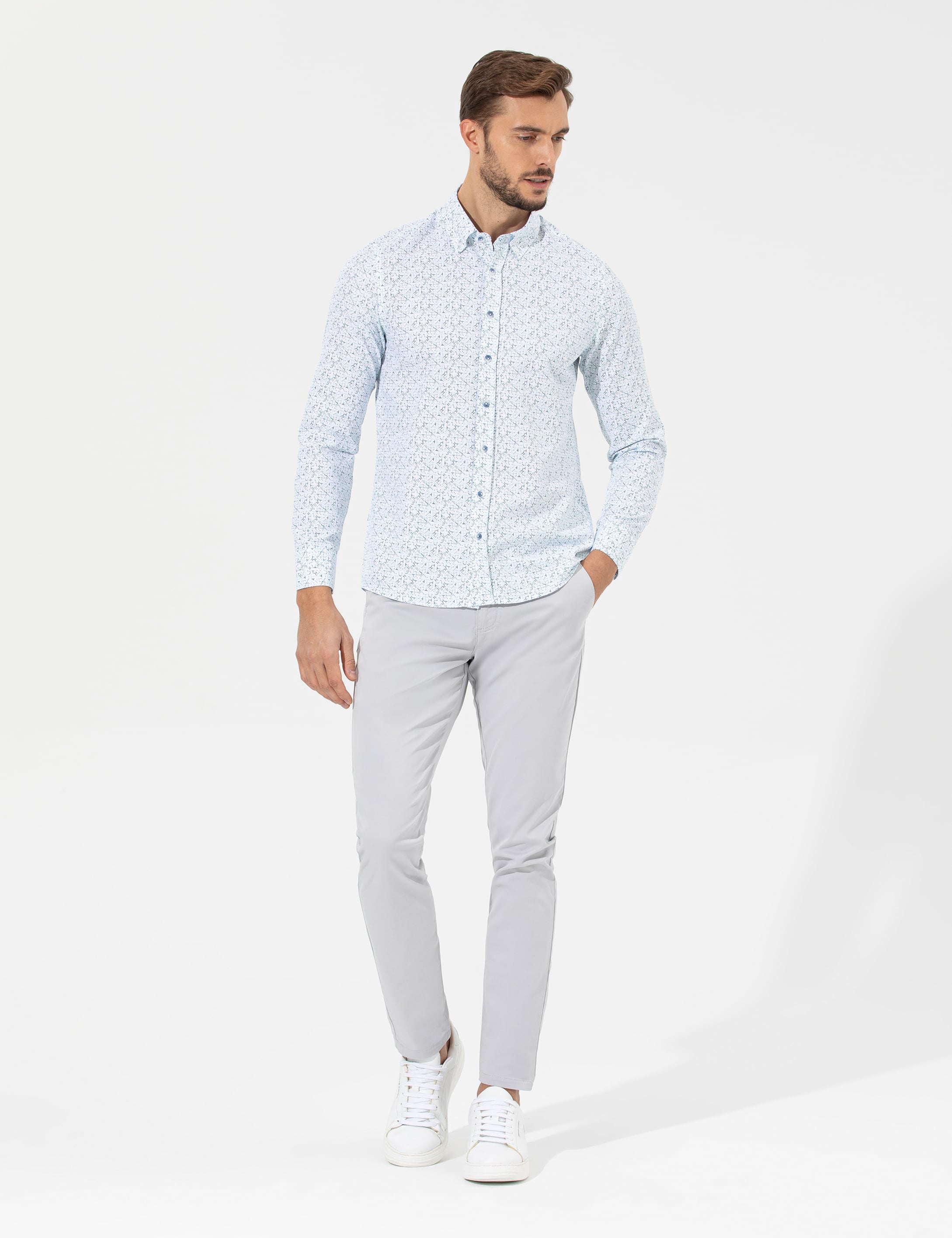 Pierre Cardin Lacivert Slim Fit Uzun Kollu Gömlek görsel 4