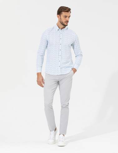 Lacivert Slim Fit Uzun Kollu Gömlek