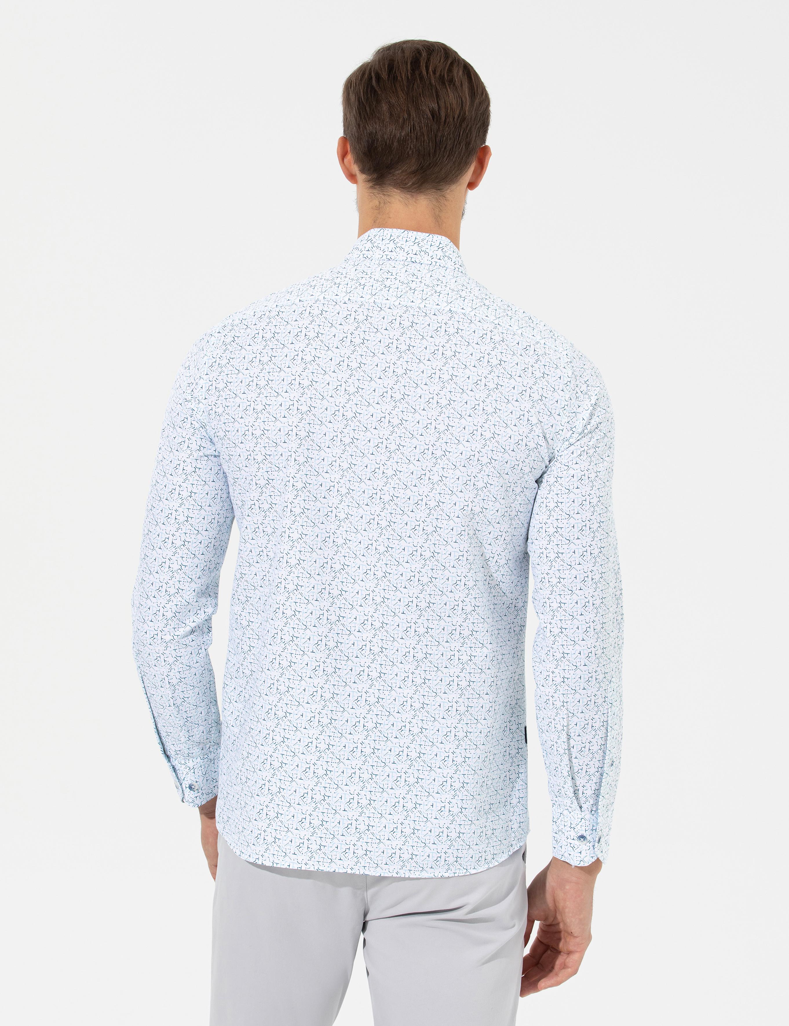 Lacivert Slim Fit Uzun Kollu Gömlek