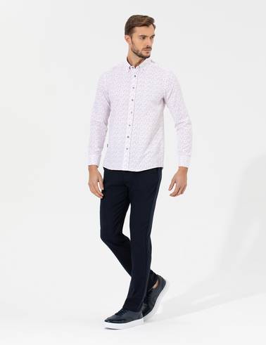 Kırmızı Slim Fit Uzun Kollu Gömlek