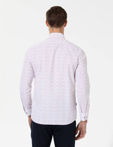 Kırmızı Slim Fit Uzun Kollu Gömlek