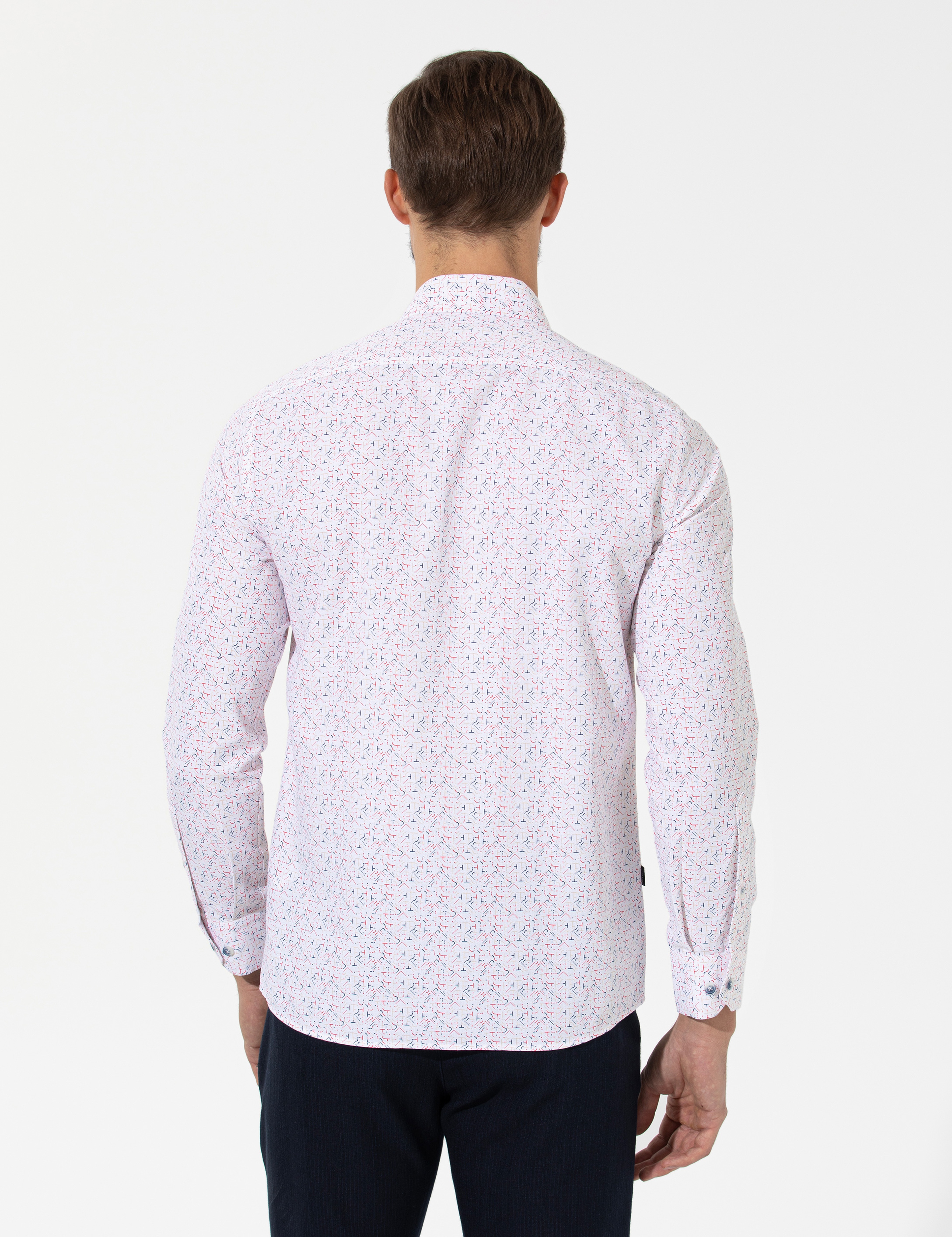 Kırmızı Slim Fit Uzun Kollu Gömlek - Image 5