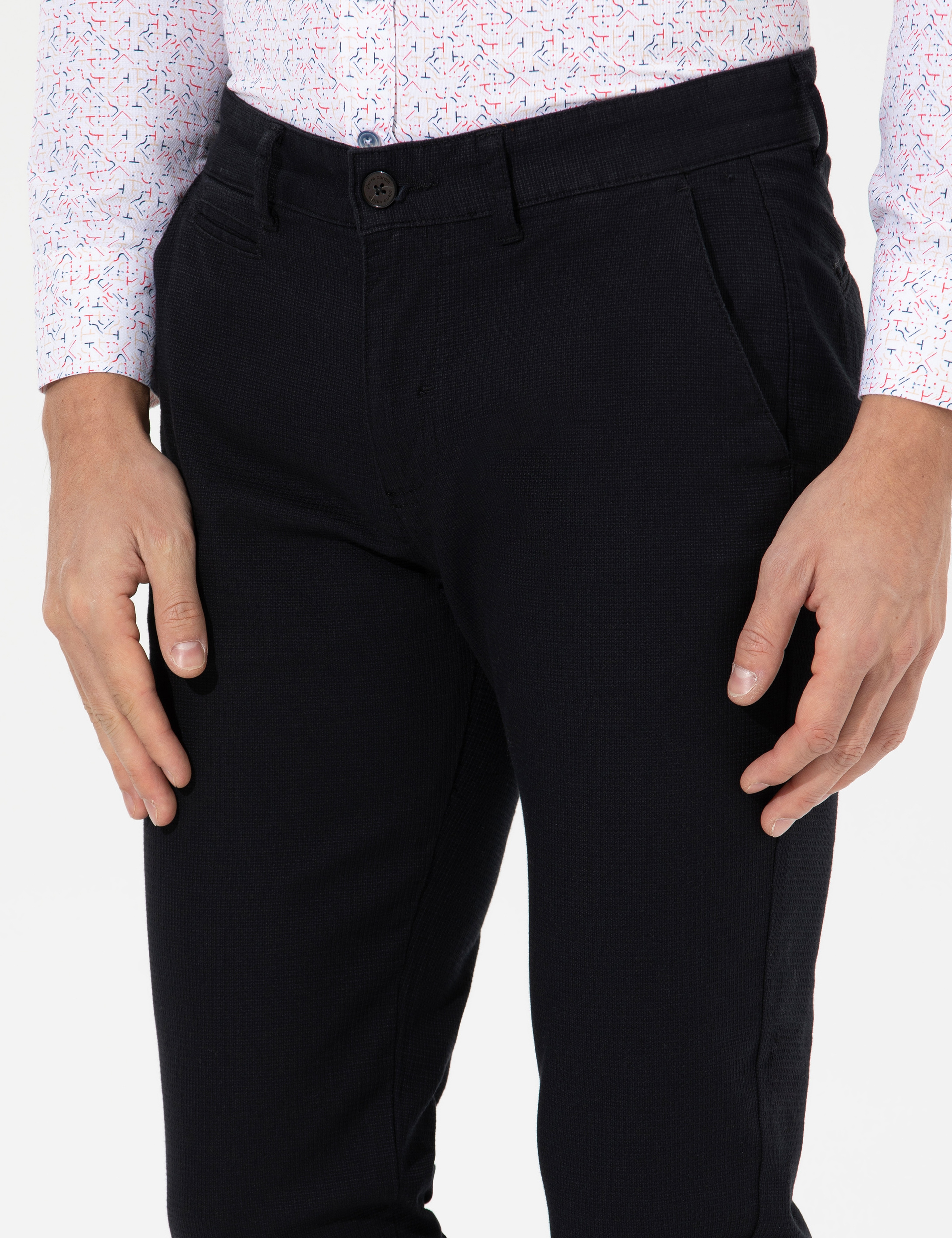 Siyah Slim Fit Kanvas Pantolon