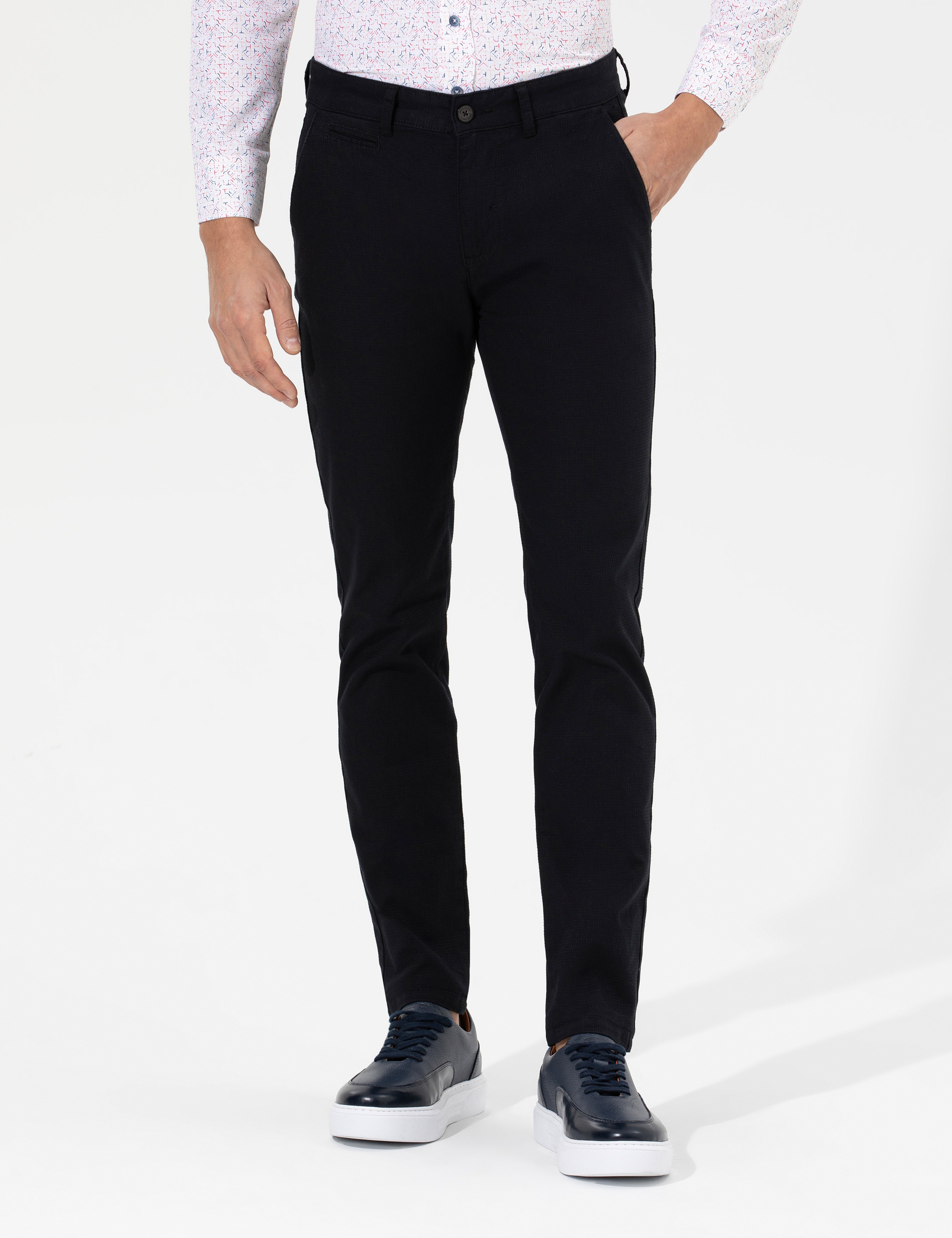 Siyah Slim Fit Kanvas Pantolon