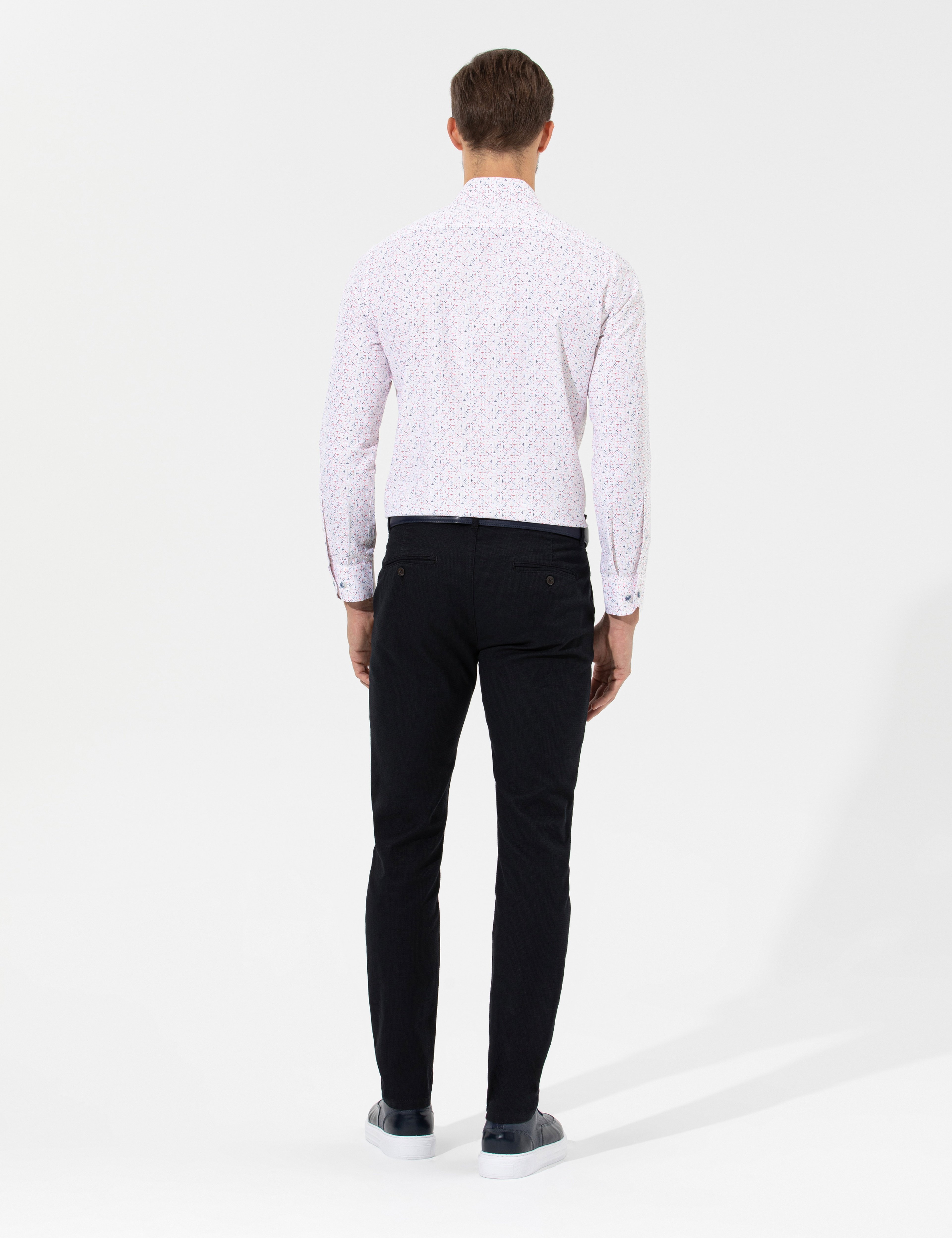 Siyah Slim Fit Kanvas Pantolon - Image 4