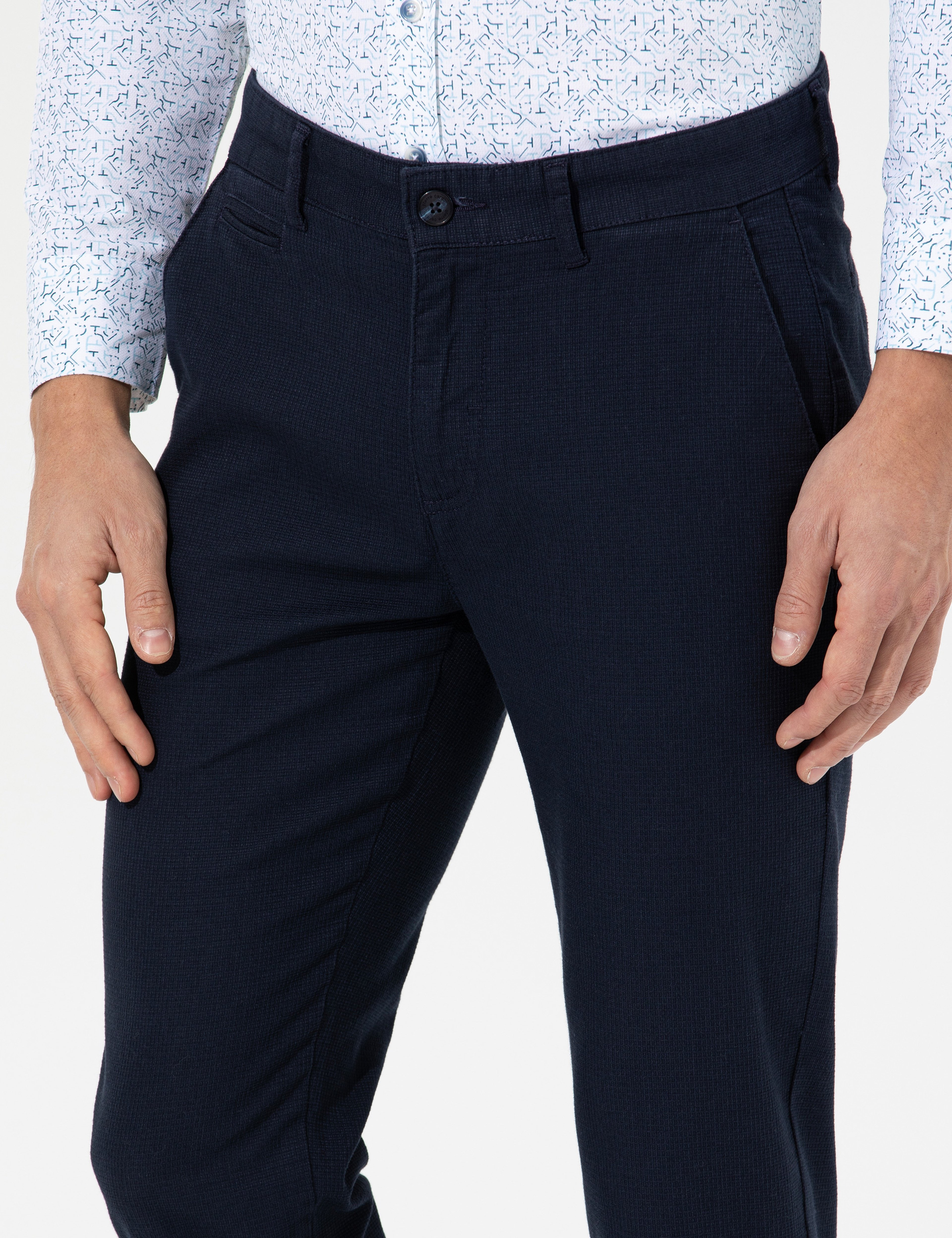 Lacivert Slim Fit Kanvas Pantolon - Image 7