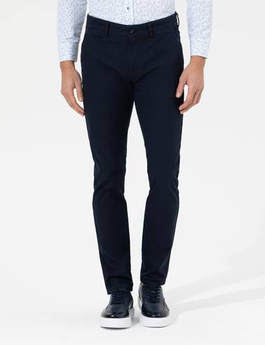 Lacivert Slim Fit Kanvas Pantolon