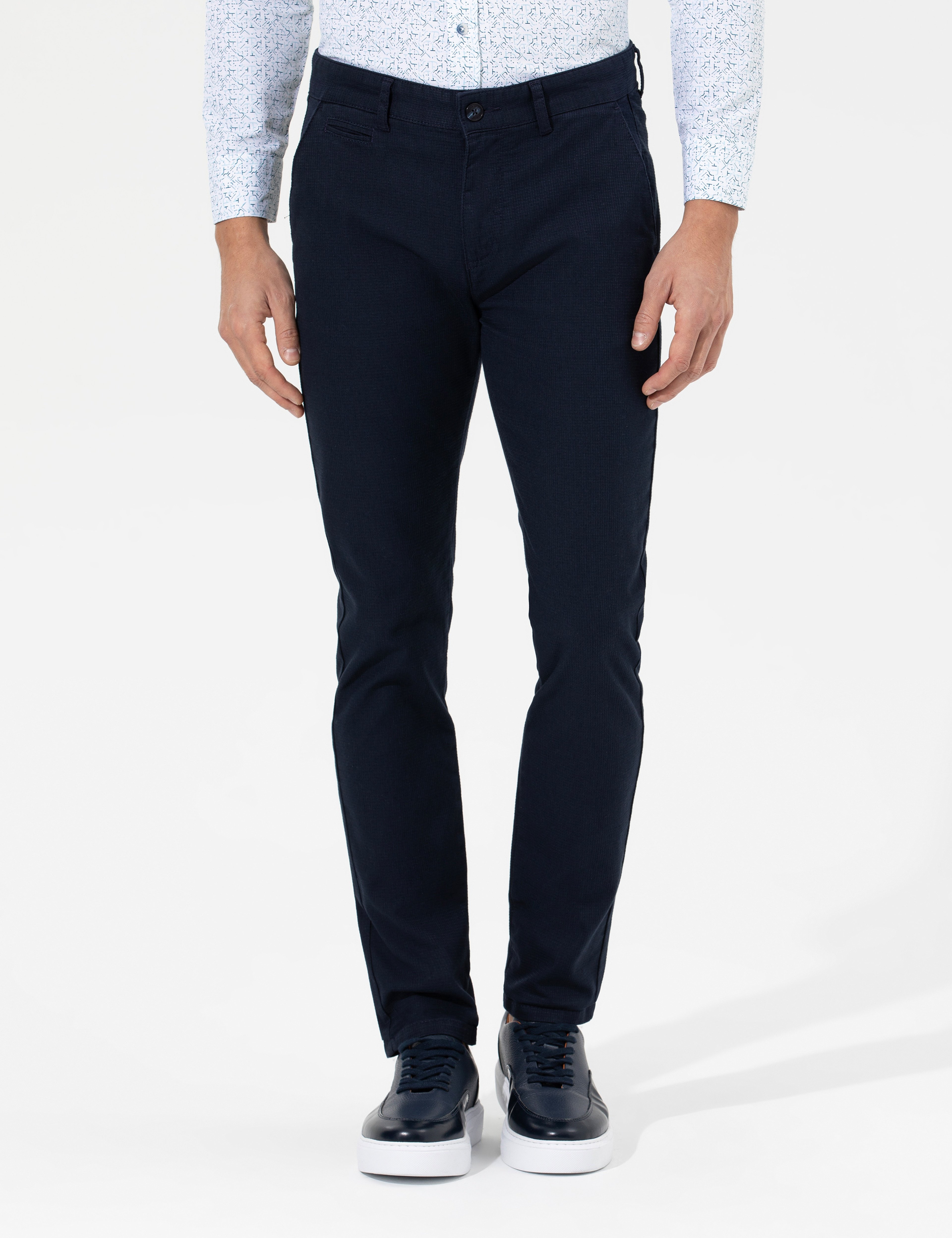 Lacivert Slim Fit Kanvas Pantolon - Image 2