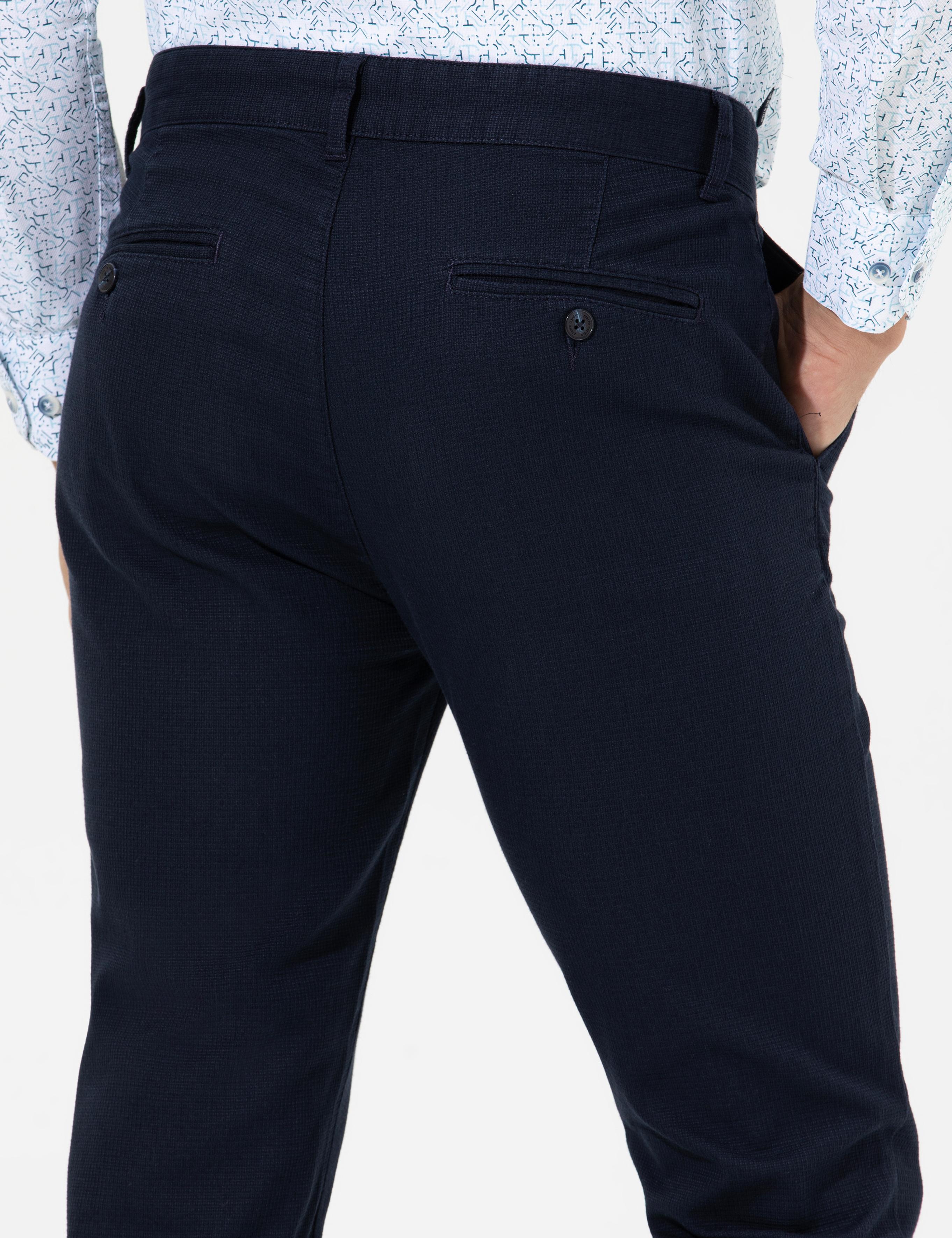 Lacivert Slim Fit Kanvas Pantolon