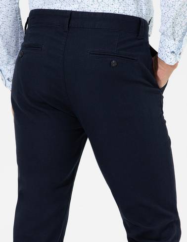 Lacivert Slim Fit Kanvas Pantolon