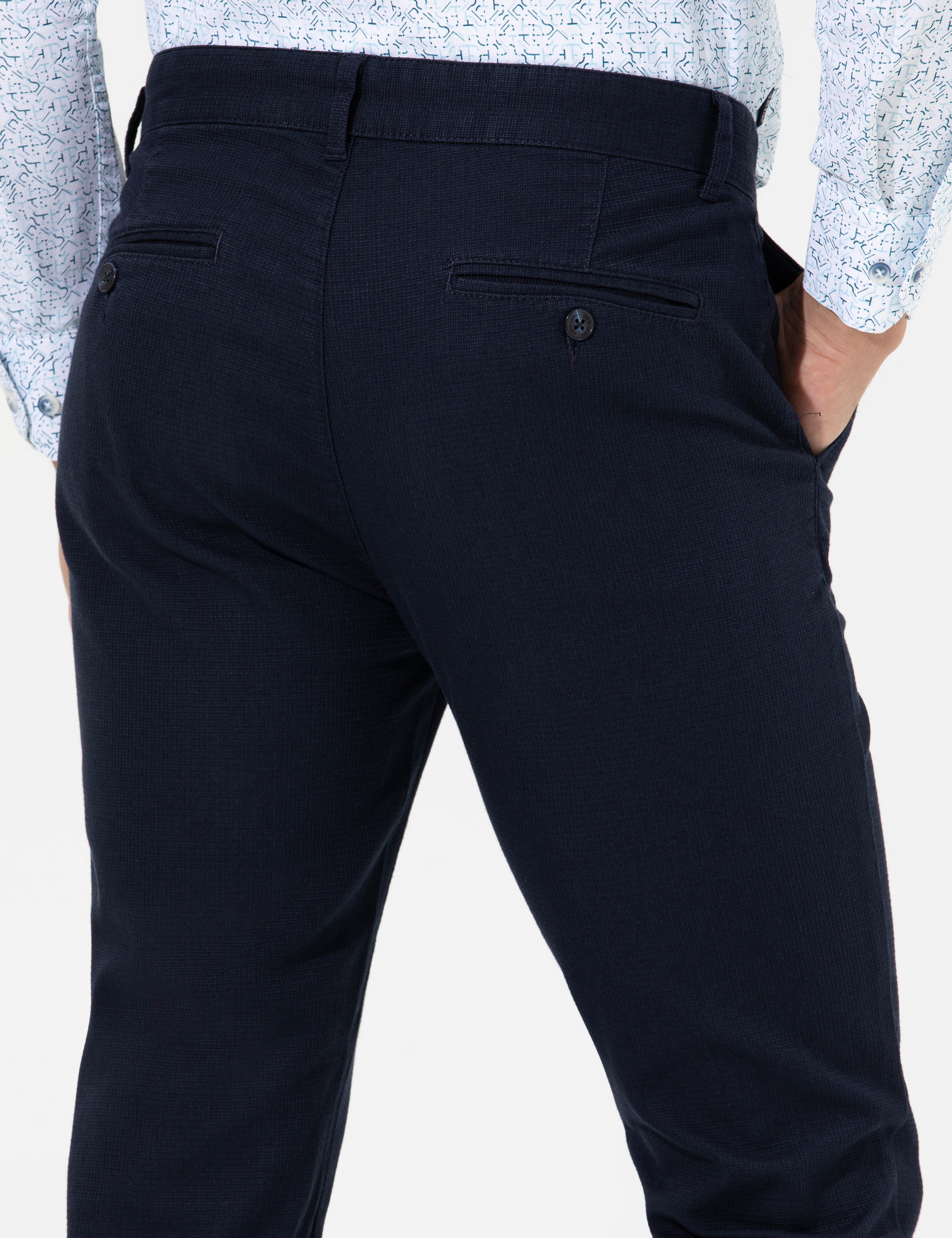 Lacivert Slim Fit Kanvas Pantolon - Image 5
