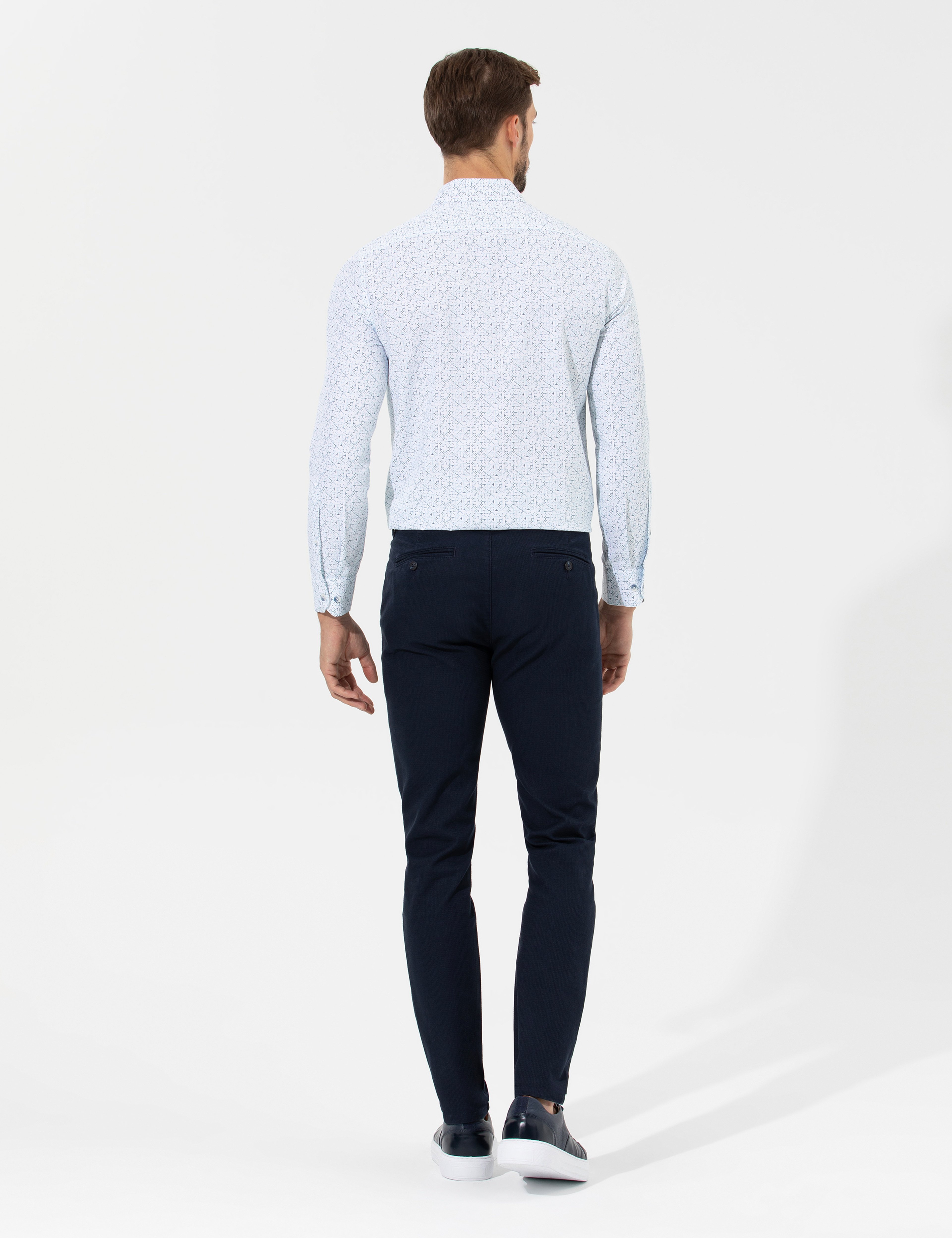 Lacivert Slim Fit Kanvas Pantolon
