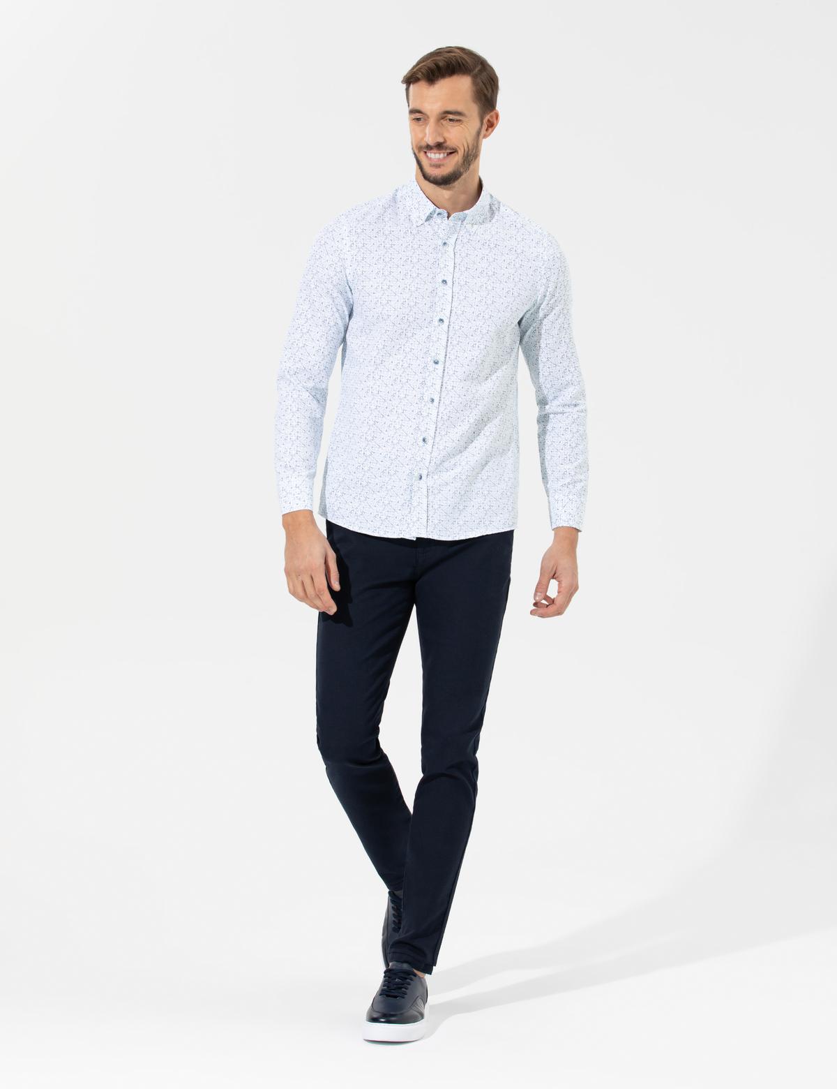 Lacivert Slim Fit Kanvas Pantolon