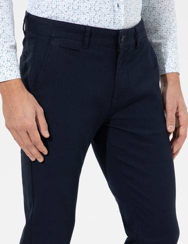Lacivert Slim Fit Kanvas Pantolon