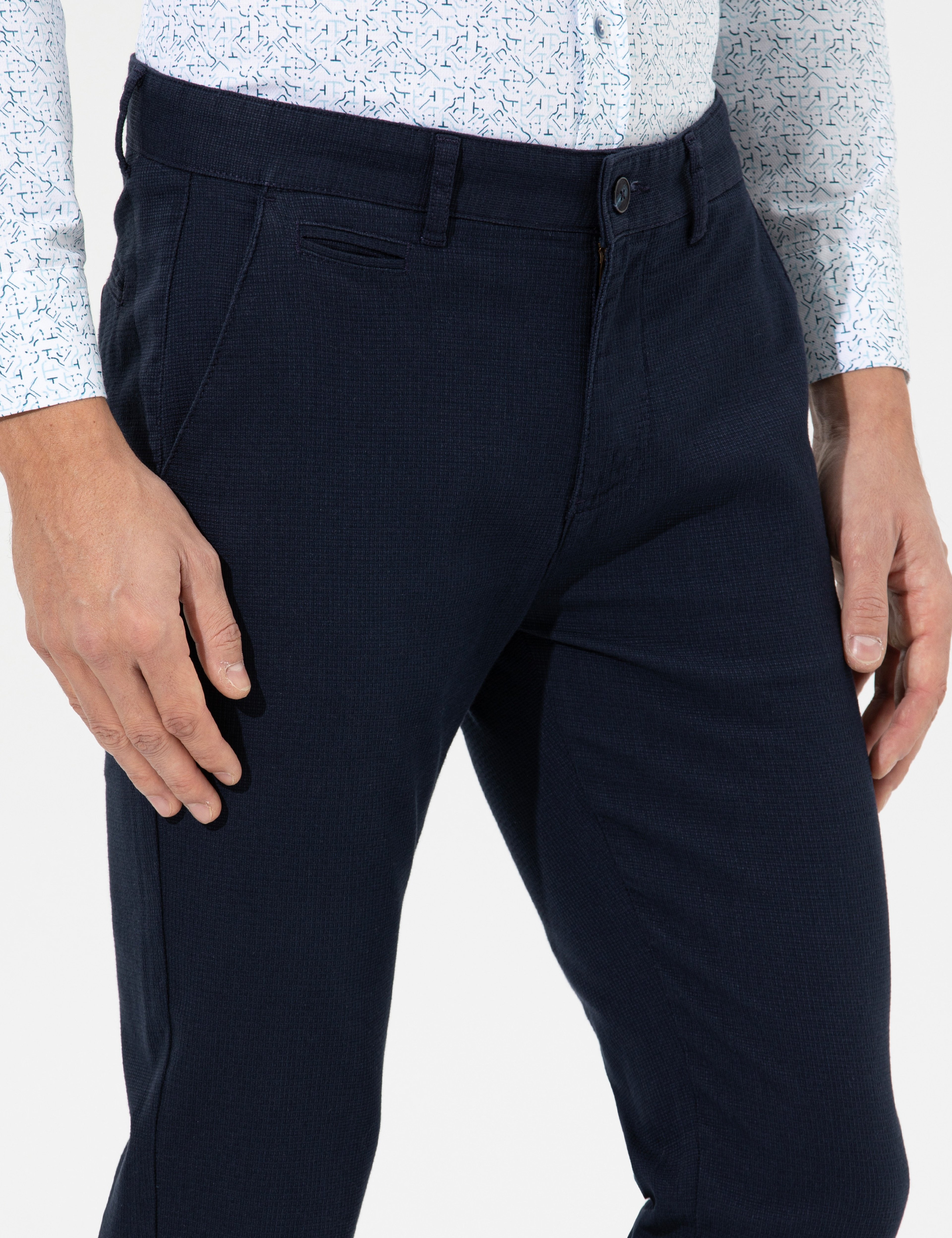 Lacivert Slim Fit Kanvas Pantolon