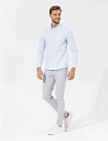 Açık Gri Slim Fit Basic Chino Pantolon