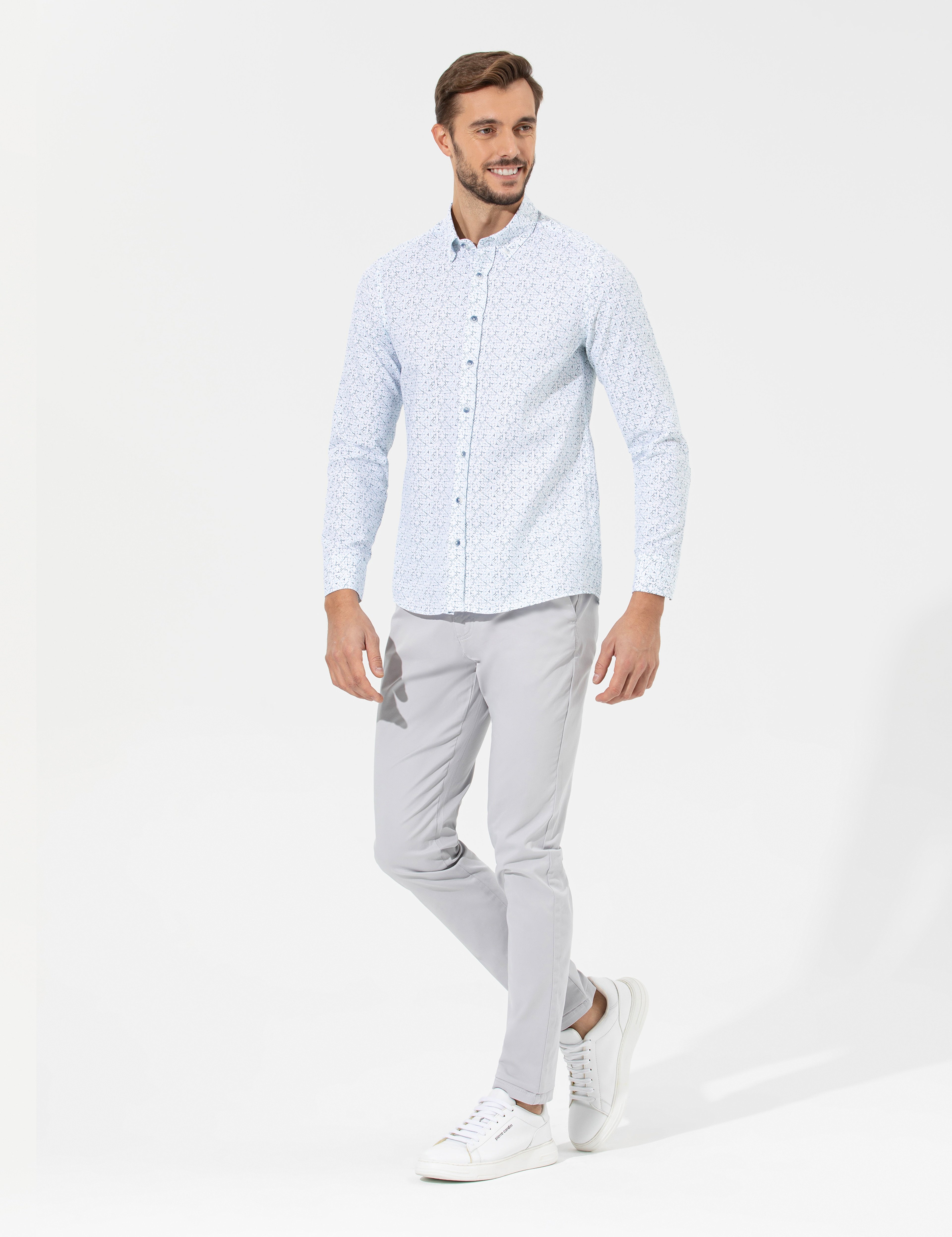 Açık Gri Slim Fit Basic Chino Pantolon - Image 1