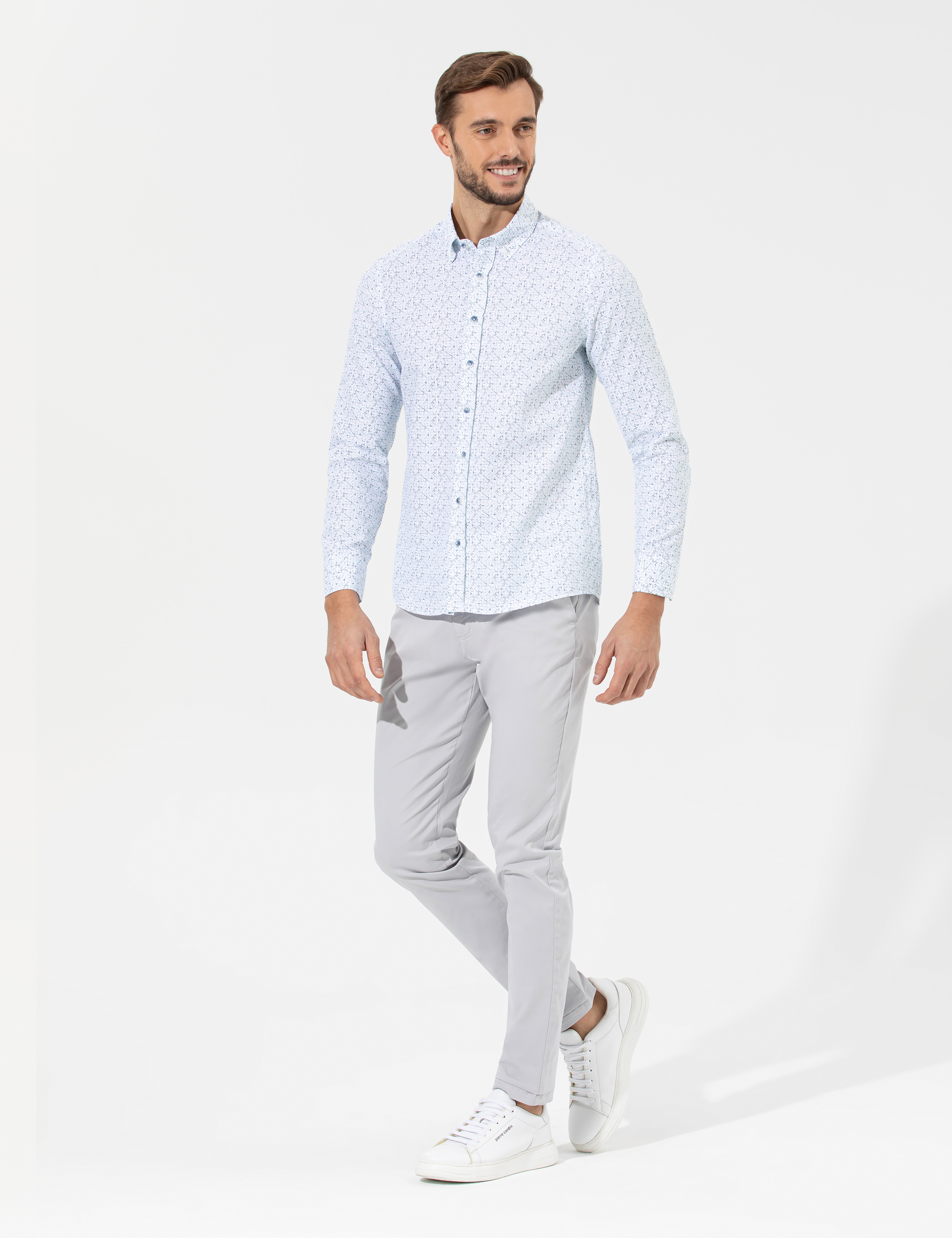 Açık Gri Slim Fit Basic Chino Pantolon