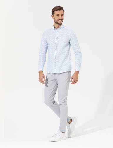 Açık Gri Slim Fit Basic Chino Pantolon